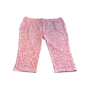 5X Any Body Elastic Waist Floral Knit Pants Pockets Pink Womens New
